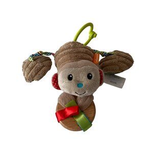 Monkey Teether Infantino Go Gaga Brown Plush Wooden  Jittery Baby Toy lovey